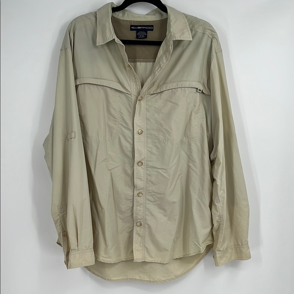 Exofficio Men's Beige Button-Up Light Weight Jacket Size XL